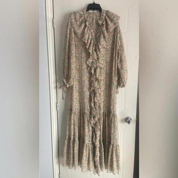 Romantic Boho Maxi Dress Mango Balloon Sleeve Whimsigoth - Picture 2 of 15